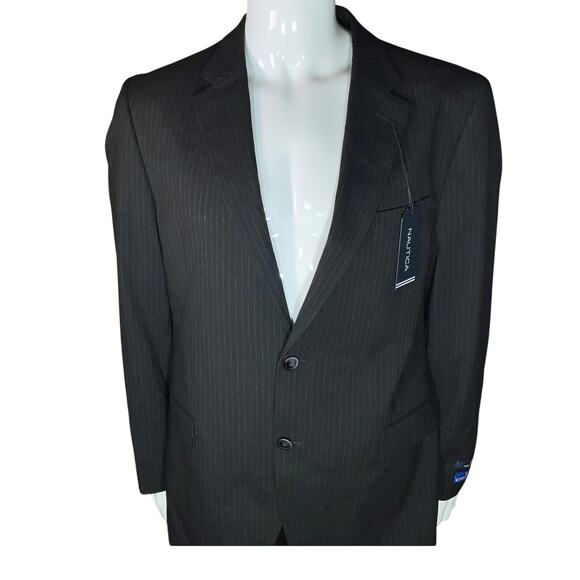 Nautica Men's Modern-Fit Stretch Suit - Black Stripe 44R NWT - Picture 1 of 8